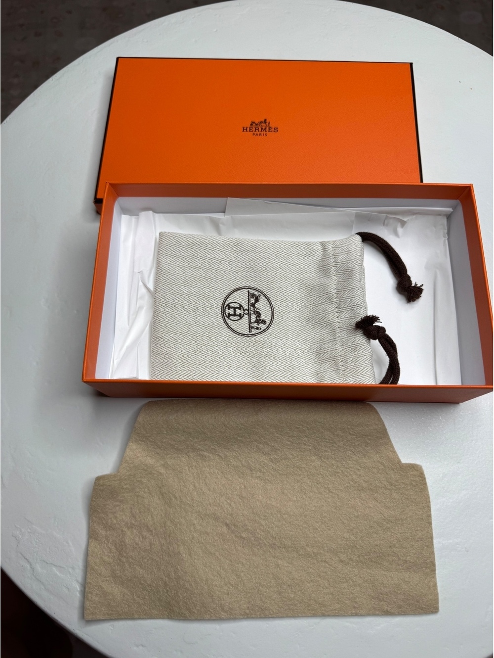 Hermès Dust Bag Pouch with Drawstring Closure